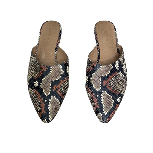 Madewell Shoes - Madewell The Remy snake embossed leather slides slip on women’s shoes size 9
